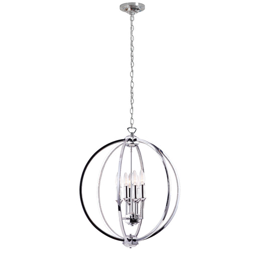 6LT Chandelier, Polished Chrome w/Jewelled Accents