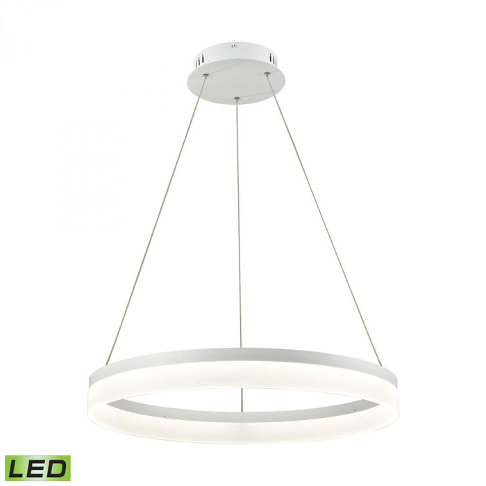 Cycloid 1-Light Chandelier in Matte White with Acrylic Diffuser - Integrated LED - Medium