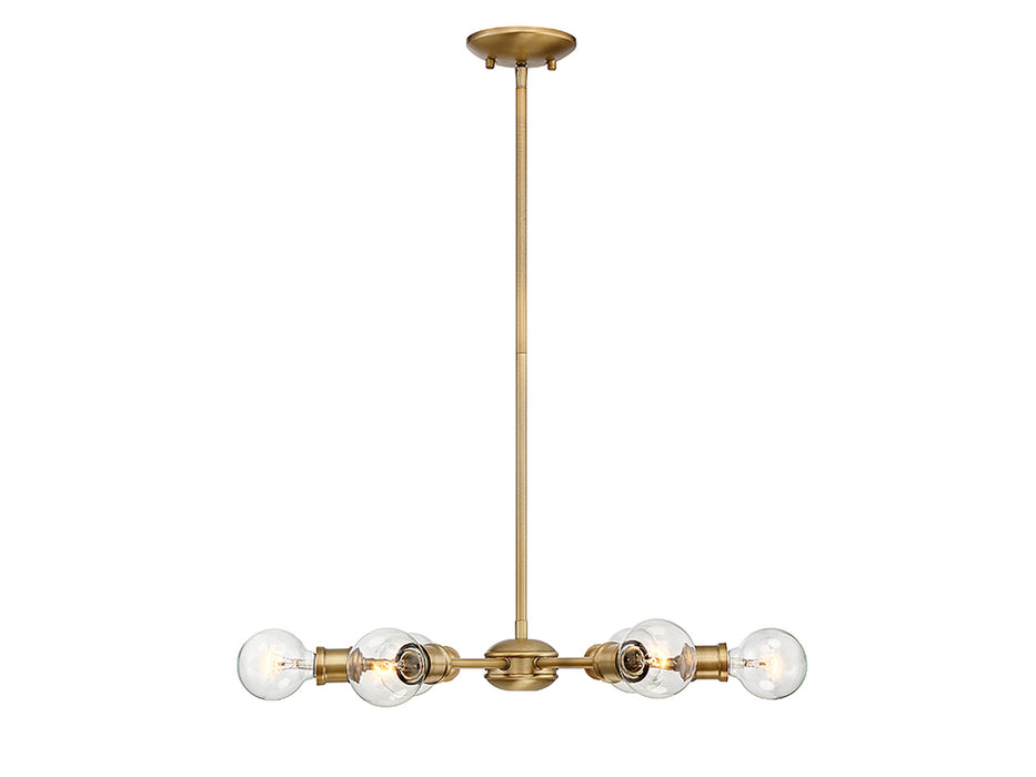 6-Light Chandelier in Natural Brass