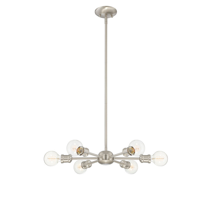 6-Light Chandelier in Satin Nickel