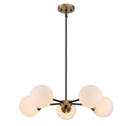 5-Light Chandelier in Oiled Rubbed Bronze with Natural Brass