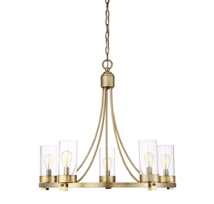 5-Light Chandelier in Natural Brass