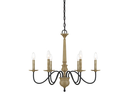 6-Light Chandelier in Distressed Wood