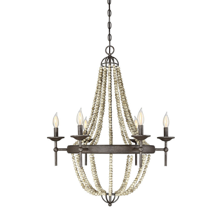 6-Light Chandelier in Fossil Stone