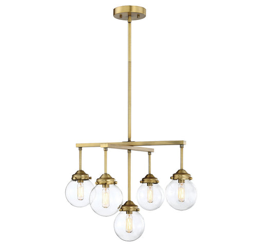 5-Light Chandelier in Natural Brass