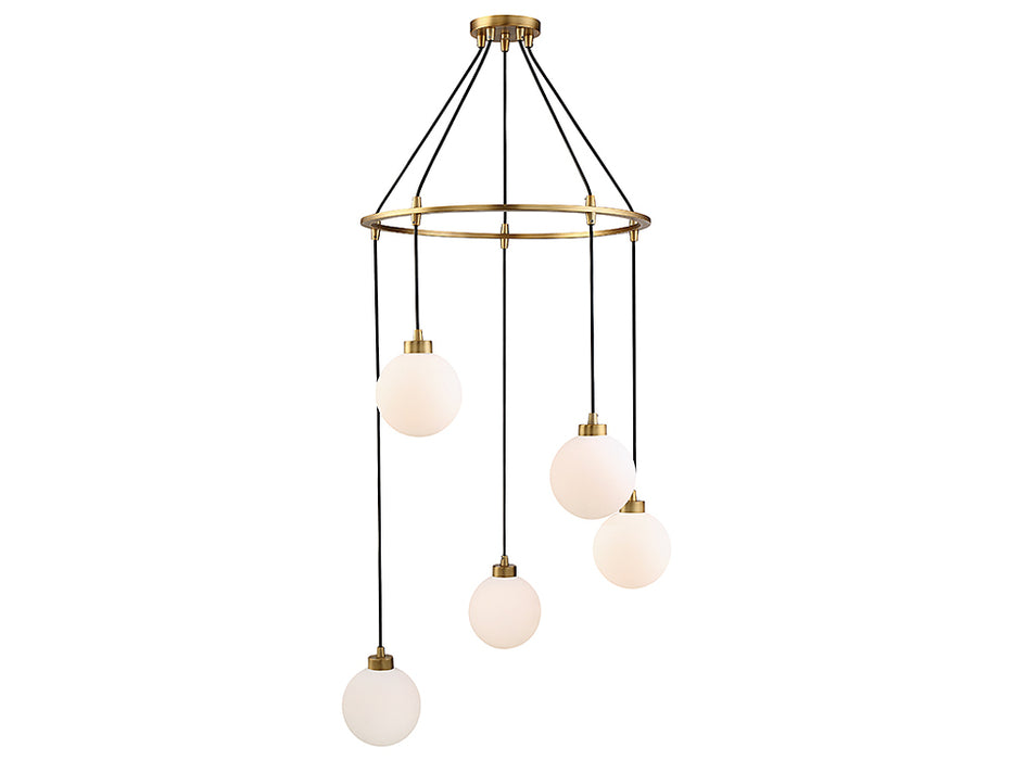 5-Light Pendant in Natural Brass