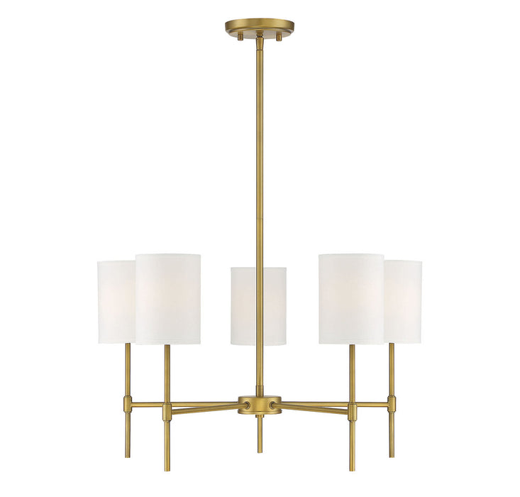 5-Light Chandelier in Natural Brass