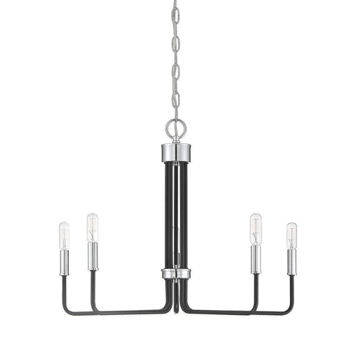 5-Light Chandelier in Matte Black with Chrome