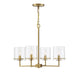 4-Light Chandelier in Natural Brass