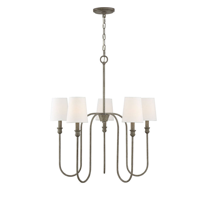 5-Light Chandelier in Aged Wood