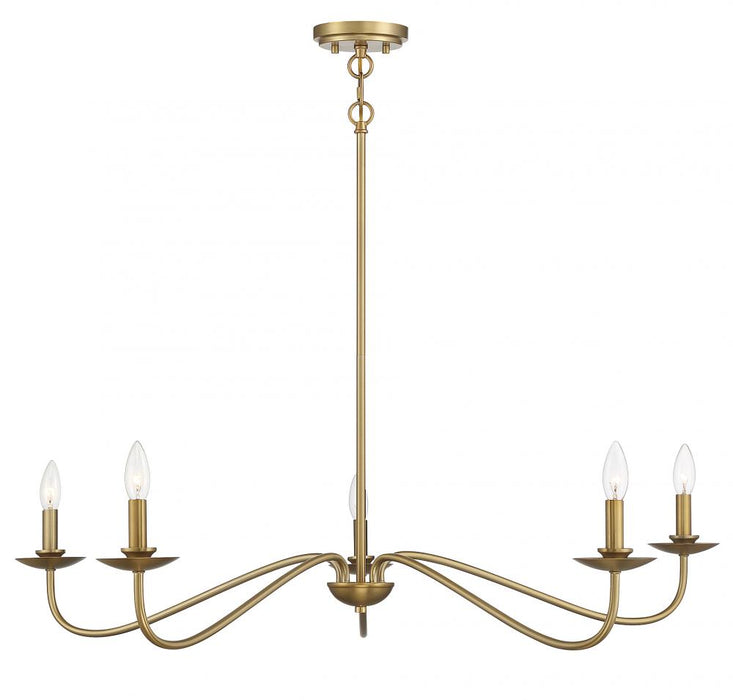 5-Light Chandelier in Natural Brass