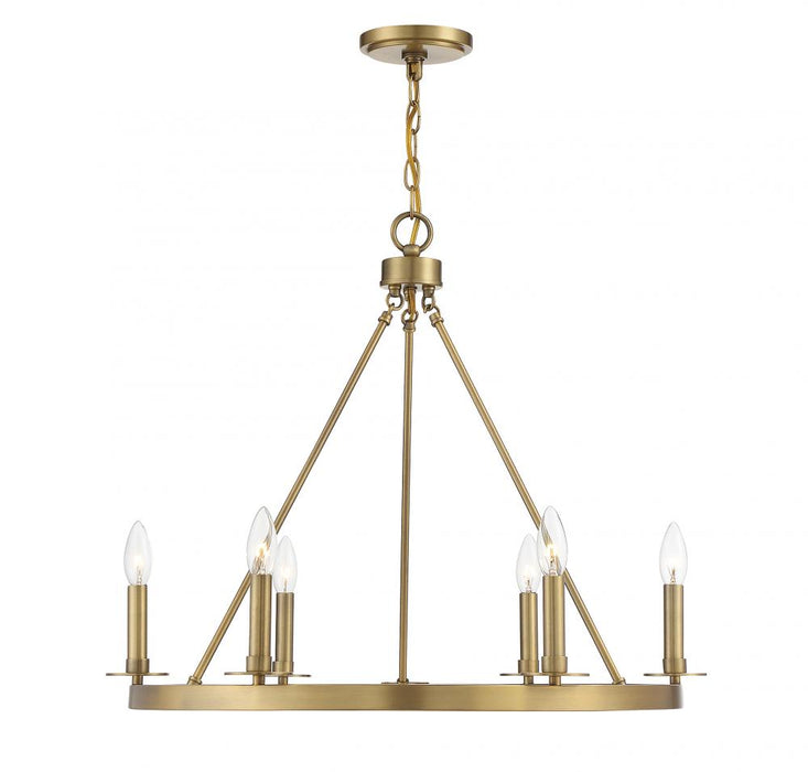 6-Light Chandelier in Natural Brass