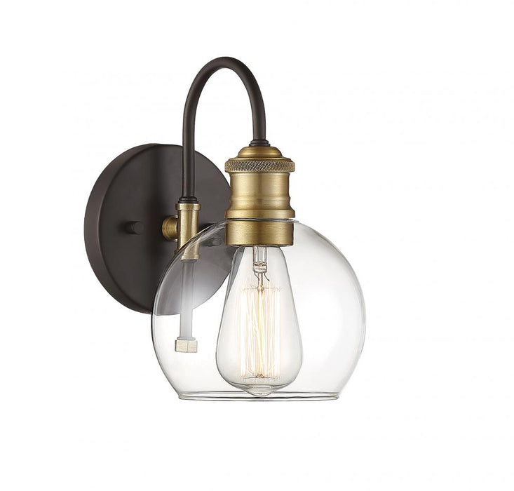 1-Light Outdoor Wall Sconce in Oil Rubbed Bronze with Natural Brass