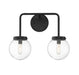 2-Light Outdoor Wall Sconce in Matte Black