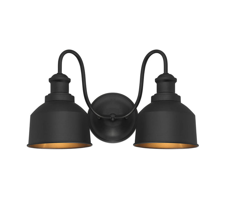 2-Light Outdoor Wall Sconce in Matte Black