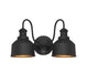 2-Light Outdoor Wall Sconce in Matte Black