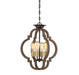 4-Light Ceiling Light in Barrelwood w/Brass