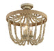 3-Light Ceiling Light in Natural Wood w/Rope