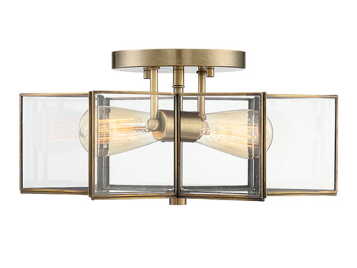 2-Light Ceiling Light in Natural Brass