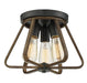 3-Light Ceiling Light in Weathered Wood w/ Copper Gold