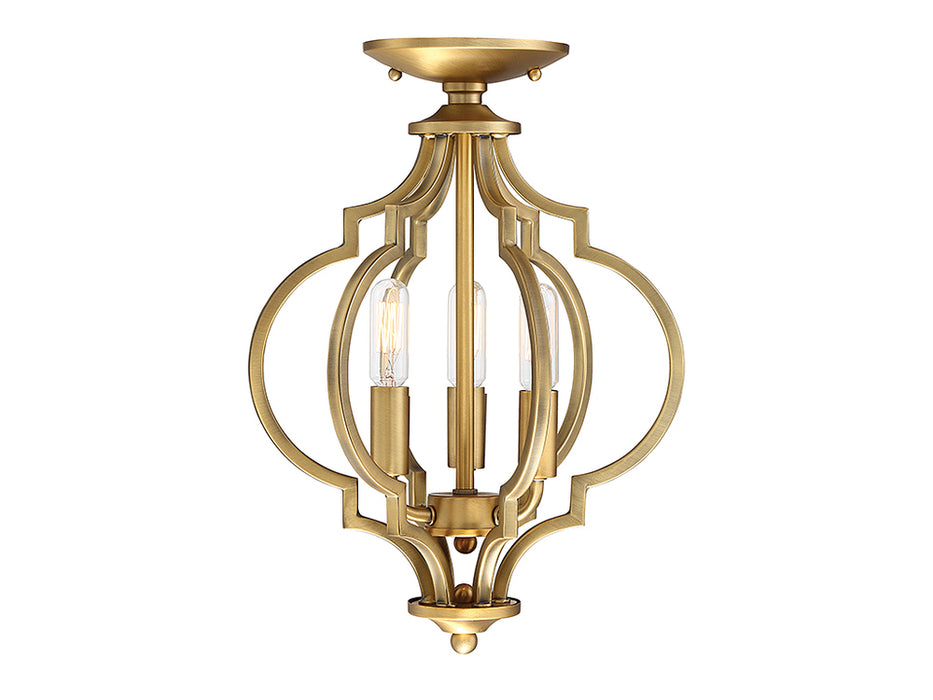 3-Light Ceiling Light in Natural Brass