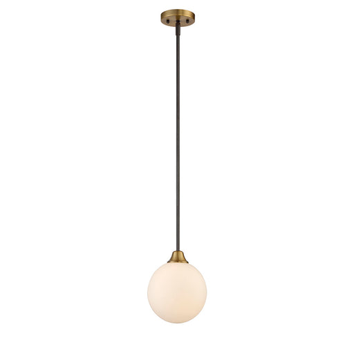 1-Light Mini Pendant in Oiled Rubbed Bronze with Natural Brass