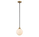 1-Light Mini Pendant in Oiled Rubbed Bronze with Natural Brass