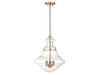 3-Light Pendant in Natural Brass