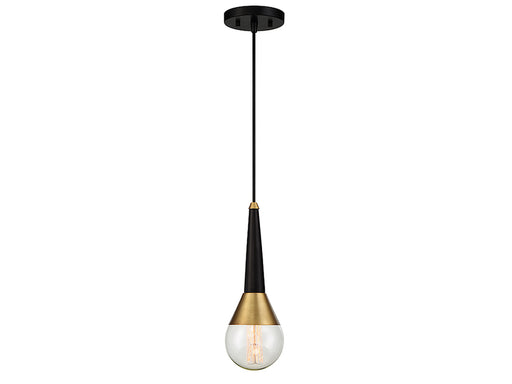 1-Light Mini Pendant in Black with Natural Brass