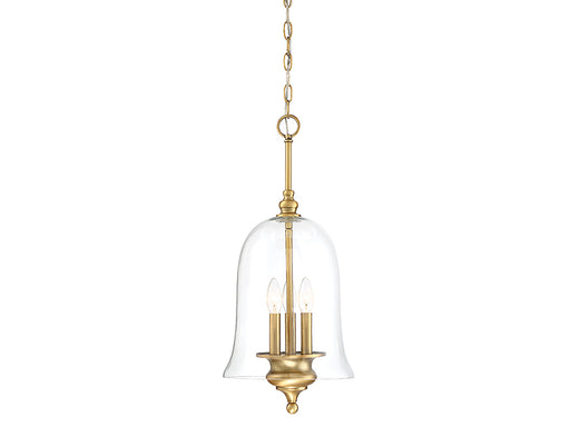 3-Light Pendant in Natural Brass