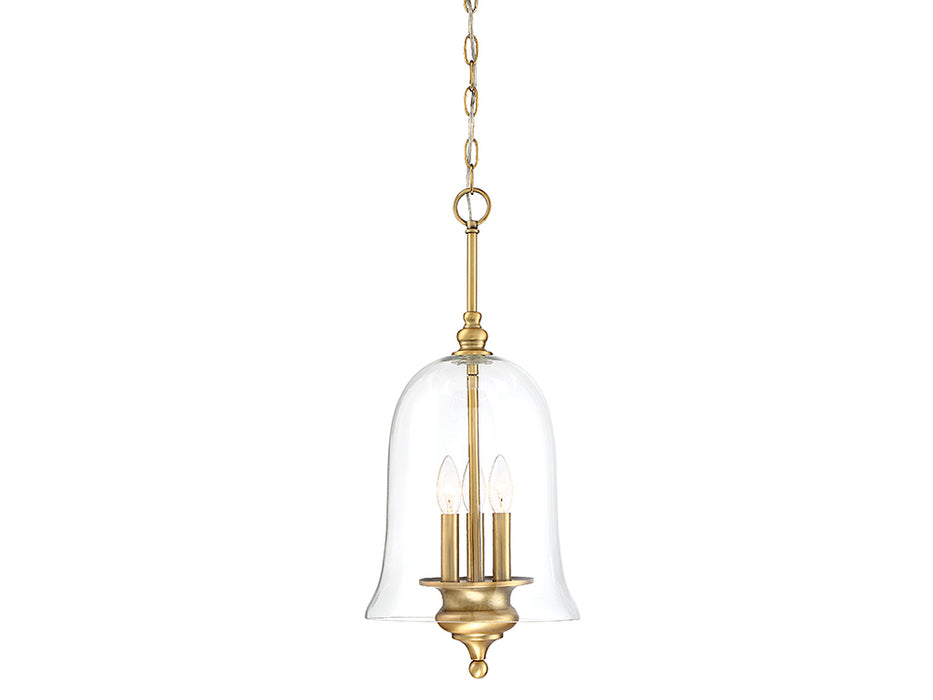 3-Light Pendant in Natural Brass