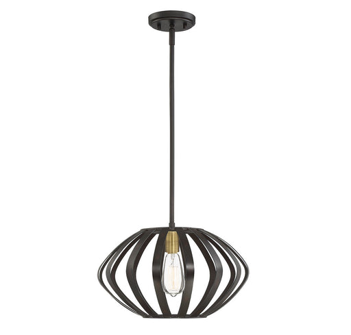 1-Light Mini Pendant in Oil Rubbed Bronze with Natural Brass