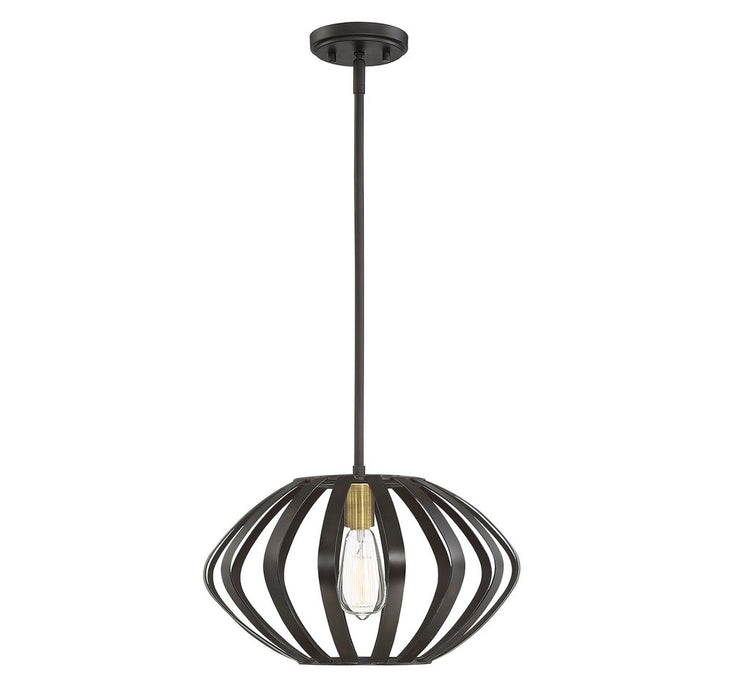 1-Light Mini Pendant in Oil Rubbed Bronze with Natural Brass