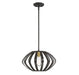 1-Light Mini Pendant in Oil Rubbed Bronze with Natural Brass