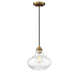 1-Light Mini Pendant in Natural Brass