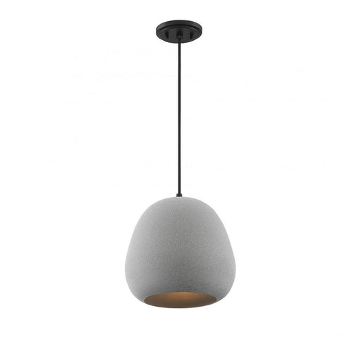 1-Light Pendant in Concrete with Matte Black