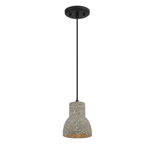 1-Light Mini Pendant in Concrete with Matte Black