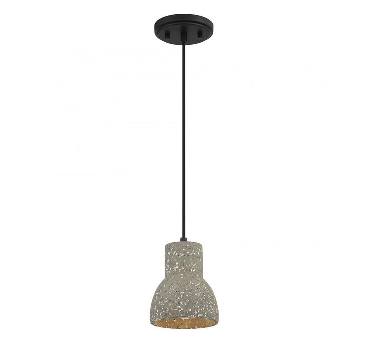 1-Light Mini Pendant in Concrete with Matte Black