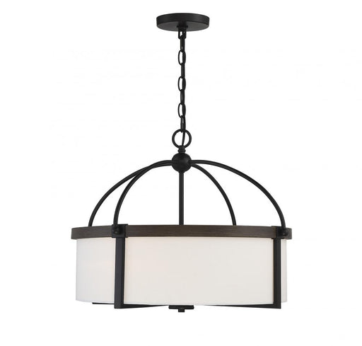 4-Light Pendant in Oil Rubbed Bronze with Wood Bronze