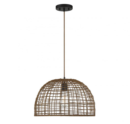 1-Light Pendant in Dark Rattan with A Dark Brown Socket