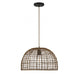 1-Light Pendant in Dark Rattan with A Dark Brown Socket