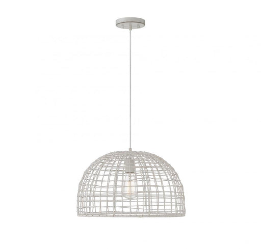 1-Light Pendant in White Rattan with A White Socket