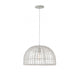 1-Light Pendant in White Rattan with A White Socket