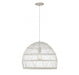 1-Light Pendant in White Rattan with A White Socket