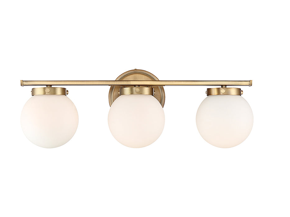 3-Light Bathroom Vanity Light in Natural Brass