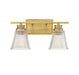 2-Light Bathroom Vanity Light in Natural Brass