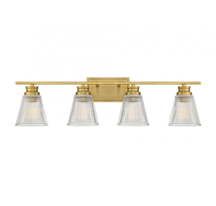 4-Light Bathroom Vanity Light in Natural Brass