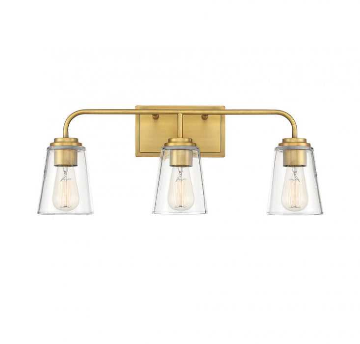 3-Light Bathroom Vanity Light in Natural Brass