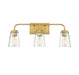 3-Light Bathroom Vanity Light in Natural Brass