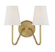 2-Light Wall Sconce in Natural Brass